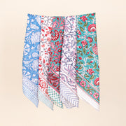 Set of 5 - Pure Cotton Bandanas, Lightweight Handcrafted Cotton Bandana, Organic Cotton Bandanas, Trendy Western Scarf For Festival & Outdoor